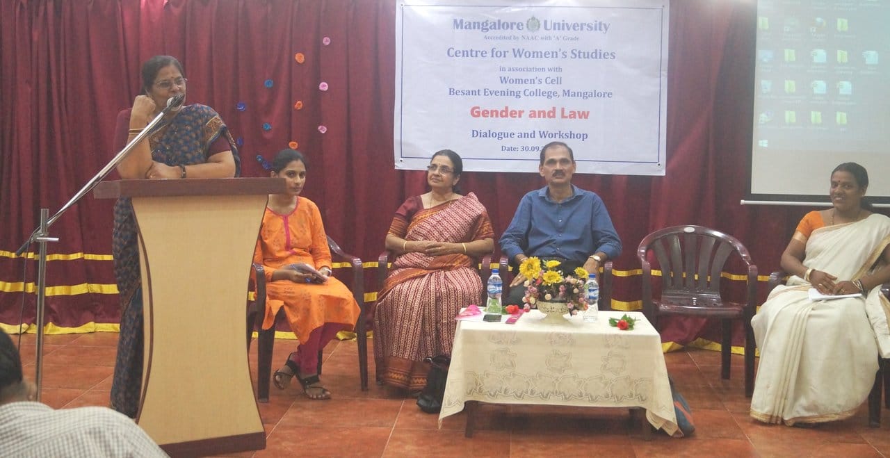 Workshop and Dialogue on “Gender and Law” Resource person: Ms Merly Martis, Director, DEEDS Associates, Mangalore.